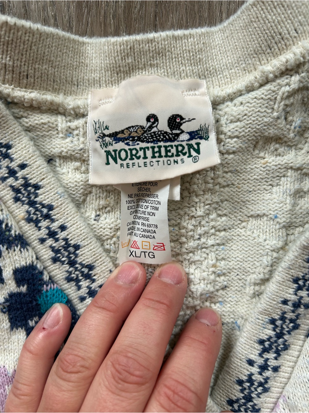Vintage Northern Reflections Cream Knit Floral Button-Up Vest - Picture 2 of 5